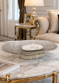 Luxury Silver Floral Display Fruit Bowl