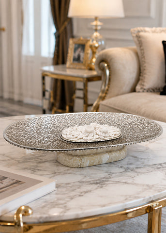 Luxury Silver Floral Display Fruit Bowl