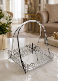 Silver Cutwork Basket Style Fruit Bowl
