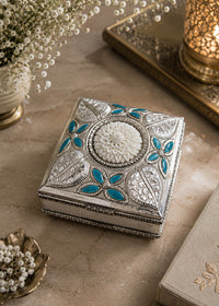 Elegant Silver Inlay Serving Box