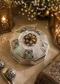 Silver Enamel Floral Celebration Box
