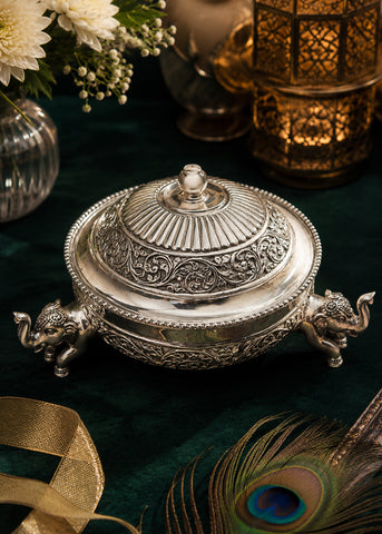Traditional Silver Decorative Dry Fruit Box