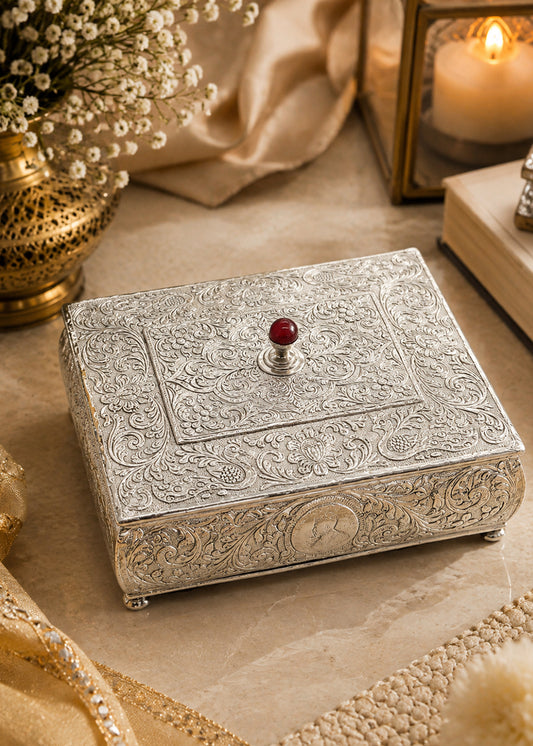 Royal Silver Engraved Dry Fruit Box