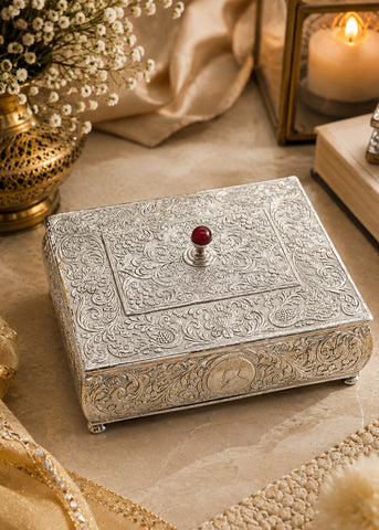 Royal Silver Engraved Dry Fruit Box