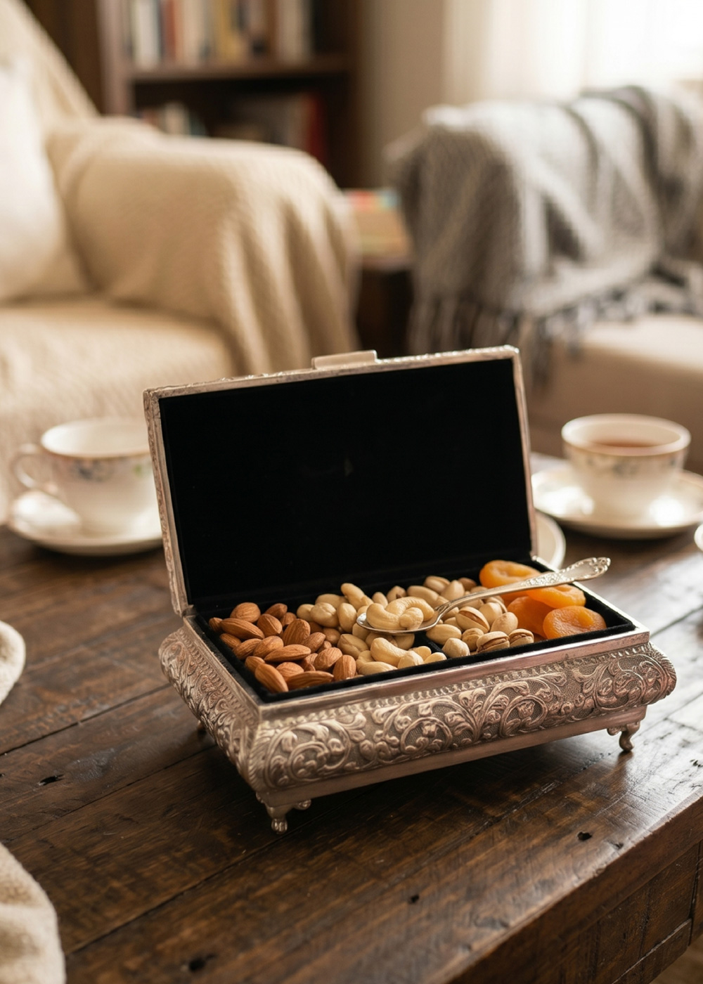 Silver Dry Fruit Box with Lid